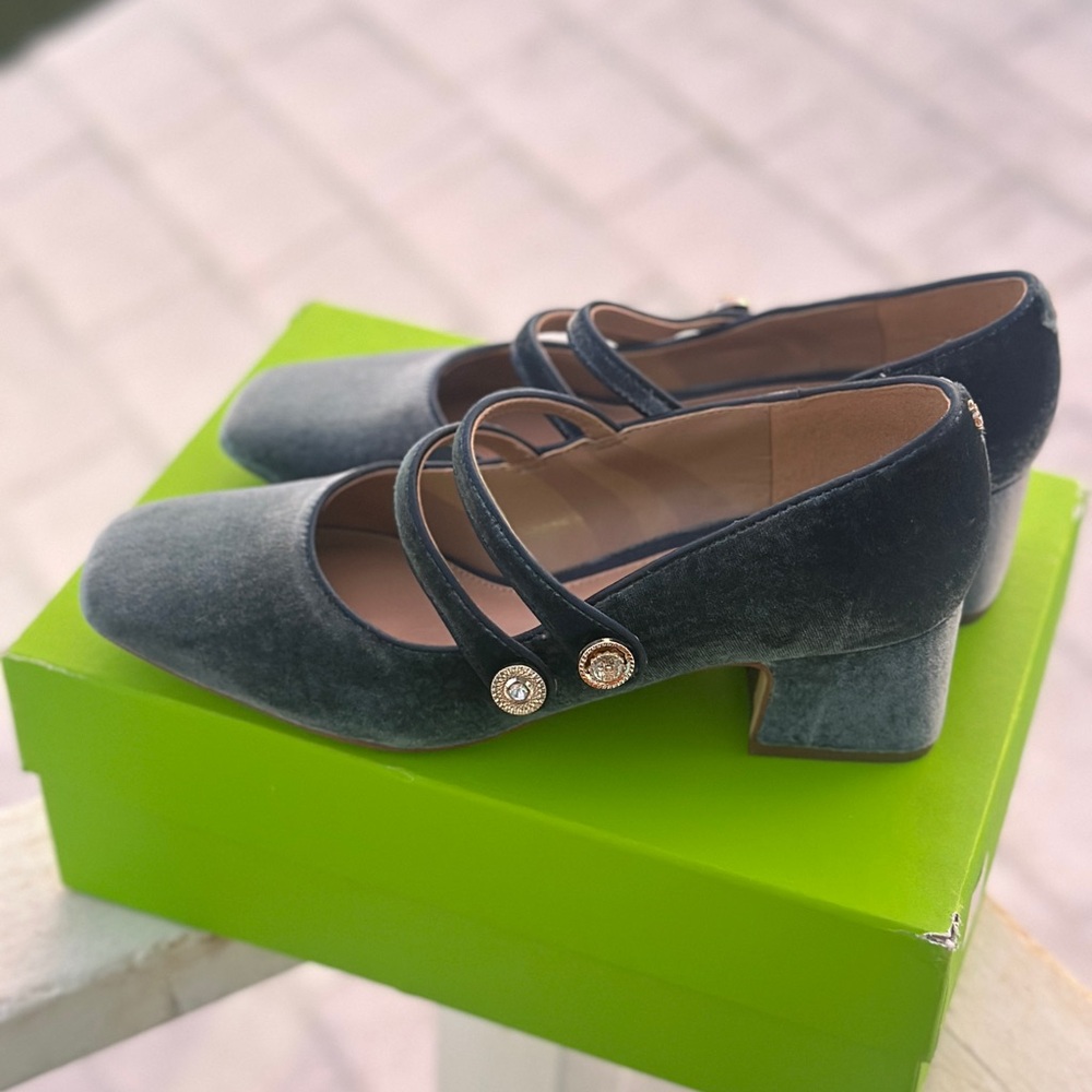 Sam Edelman Mary Jane Blue Velvet Pumps 7US - Picture 4 of 7